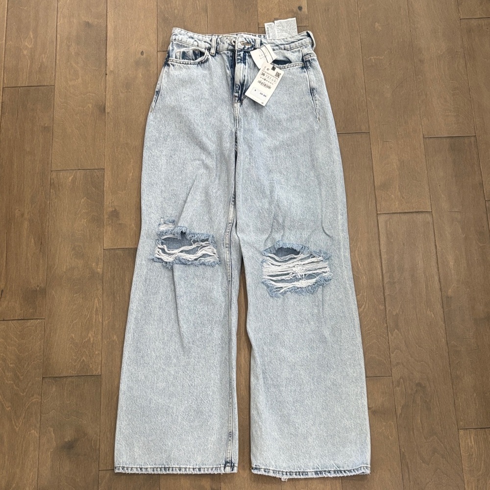 Zara Distressed Light Blue Jeans